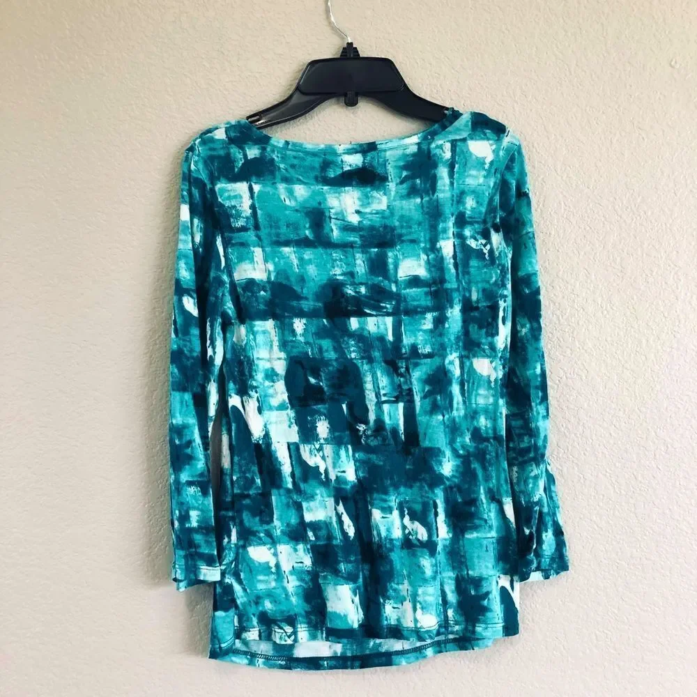 Michael Kors Teal Blue Draped Neck Top S